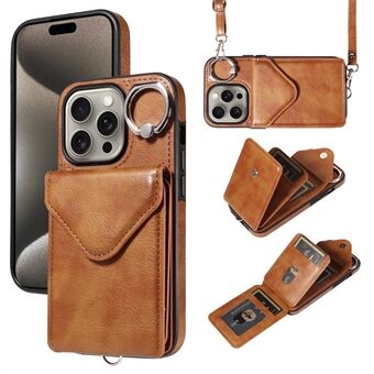 005 for iPhone 15 Pro Ring Holder Case Card Slots Protective Phone Cover

005 for iPhone 15 Pro Ring Holder-etui med kortspor, beskyttende telefondeksel.