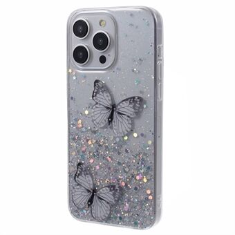 AW-serien for iPhone 15 Pro-etui TPU+PVC Glitrende Epoxy Stor bakre linsehull beskyttelsesdeksel