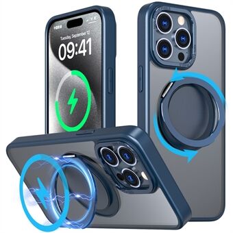 For iPhone 15 Pro Kickstand Case Magnetisk Telefon-deksel Usynlig Gear