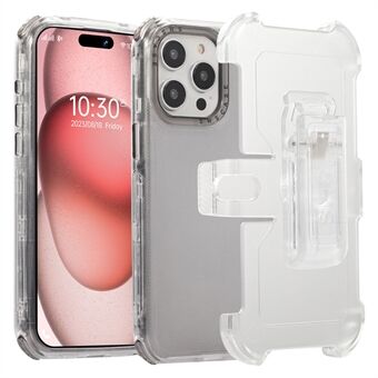 For iPhone 15 Pro mobiltelefondeksel; ripesikker, glidebelteholster, støtteben, bakskall.