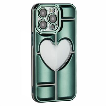 MNS-serien TPU-etui for iPhone 15 Pro Elektroplaterings-telefondeksel med 3D-hjerte.