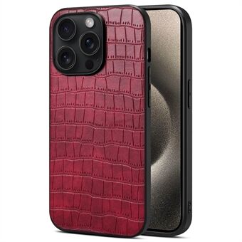 For iPhone 15 Pro-etui i krokodilleteksturert anti-riper PU+PC+TPU telefondeksel