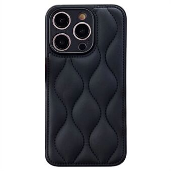 For iPhone 15 Pro mobildeksel Dunjakke Ensfarget PC+TPU+PU-lærdeksel