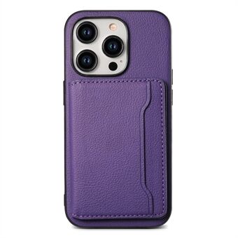 For iPhone 15 Pro Telefon-etui med kalveskinn tekstur, kortspor og beskyttende deksel.