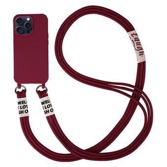 For iPhone 15 Pro Slim Case 3-Ropes Lanyard TPU Phone Cover:

For iPhone 15 Pro tynn beskyttelsesdeksel med 3-linjal halsrem, laget av TPU.