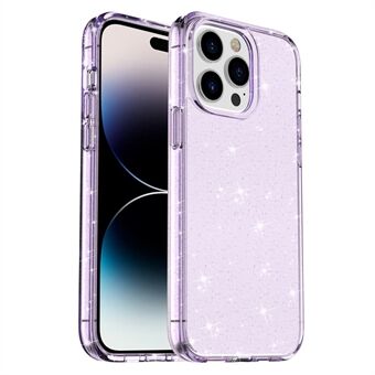 For iPhone 15 Pro Max Glitrende Glitter Beskyttende Etui Hard PC + Myk TPU Ripebestandig Telefondeksel