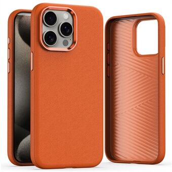 For iPhone 15 Pro Max Slim Case Militærklasses PC+PU-telefondeksel med metalllinseramme.