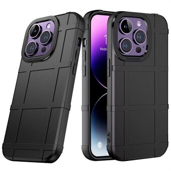 For iPhone 15 Pro Max-etui TPU-telefondeksel Firkantet rutenett Lærtekstur-telefonskall