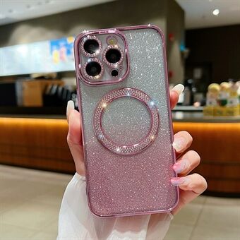 For iPhone 15 Pro Max Etui Gradient Glitter TPU + PC Telefondeksel Kompatibel med MagSafe Lading