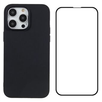 WANLONFENG MS-serien for iPhone 15 Pro Max TPU-deksel med skjermfilm 2-i-1 (Stor linsehull)