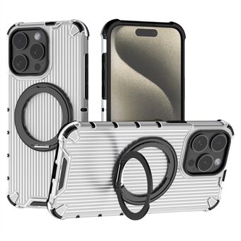 For iPhone 15 Pro Max-deksel, roterende støtte, PC+TPU telefondeksel, kompatibel med MagSafe