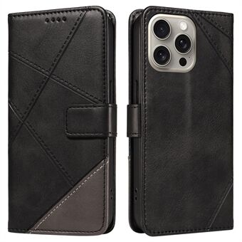 For iPhone 15 Pro Max Etui Kortspor Linjemønster PU-skinn Telefondeksel Stativ