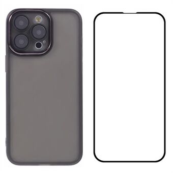 WANLONFENG DKSM-serien for iPhone 15 Pro Max TPU-deksel Elektroplettert ramme Telefondeksel med herdet glass