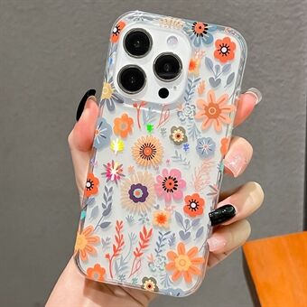 For iPhone 15 Pro Max Deksel IMD Blomstermønster TPU+PC Beskyttende Telefondeksel