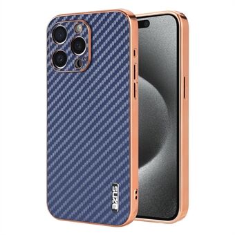 AZNS For iPhone 15 Pro Max Etui Elektroplettering Karbonfiber Tekstur PU+TPU Telefondeksel