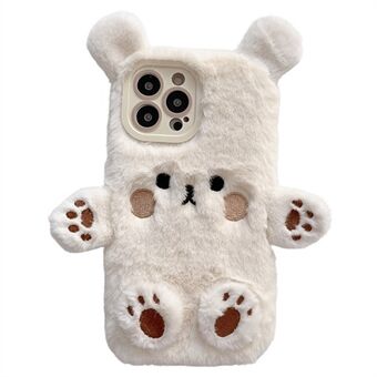 For iPhone 15 Pro Max Deksel Tegneserie 3D Bamse Plysj TPU Vinter Varm Telefondeksel