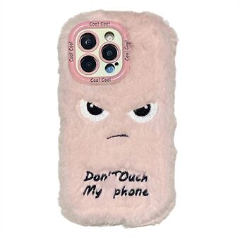 KJS-020 For iPhone 15 Pro Max Etui Linse Stativ Humoristisk Ansikt Varm Fluffy TPU Telefondeksel