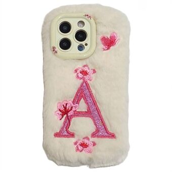 KJS-021 For iPhone 15 Pro Max Etui Linse Stativ Brodert Blomstervarm Fluffy TPU Telefondeksel