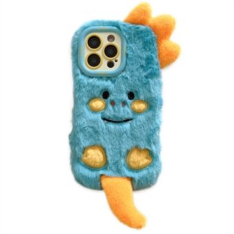 KJS-027 For iPhone 15 Pro Max Etui Monster Dinosaur Objektivstativ TPU Varm Plysj Telefondeksel