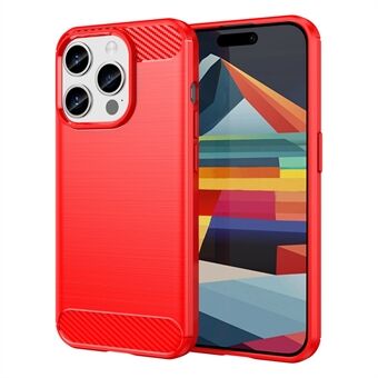 Karbonsfiber teksturtelefondeksel for iPhone 15 Pro Max, børstet anti-riper TPU-deksel