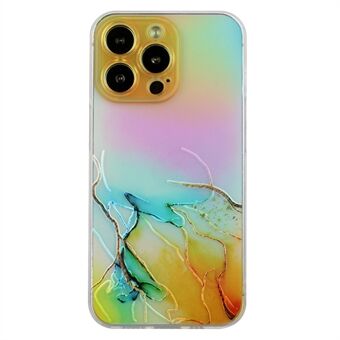 For iPhone 15 Pro Max Emaljering Marmor Mønster Deksel Fargerik Laser Myk TPU-telefondeksel