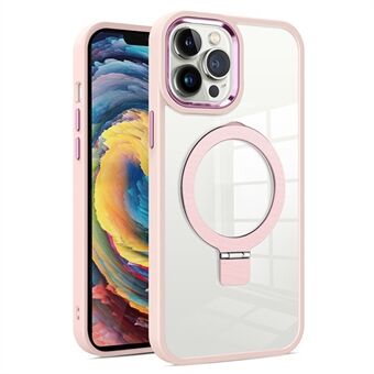 For iPhone 15 Pro Max Magnetisk Ring Kickstand Bakdeksel PC+TPU Gjennomsiktig Telefonveske