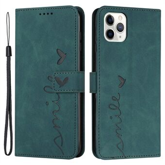 For iPhone 15 Pro Max: Skin-touch-etui i PU-skinn, støtsikker telefonbeskyttelse med hjerteformet mønster, lommebokstativettui.