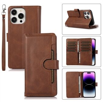 For iPhone 15 Pro Max Split Leather Phone Case Multiple Card Slots Wallet Stand Flip Cover with Strap
Til iPhone 15 Pro Max Delvis skinntelefonveske med flere kortspor, lommebok, stativ og flip-deksel med stropp.