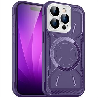 For iPhone 15 Pro Max Magnetisk Telefonveske TPU + PC Støtdempende Deksel med Kamerlinsefilm.