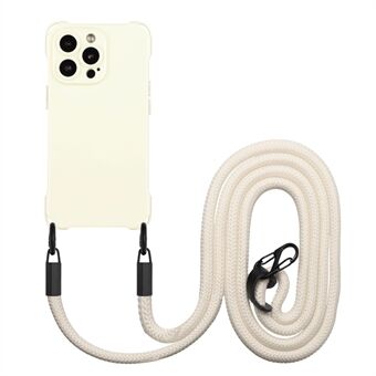 For iPhone 15 Pro Max TPU-telefonveske med støtabsorberende deksel med opphengsreim.