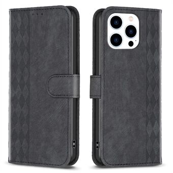 For iPhone 15 Pro Max med ruitrykket PU-lær-etui, stand og lommebok telefonovertrekk.