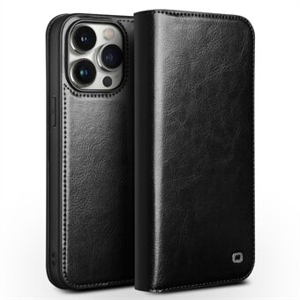 QIALINO For iPhone 15 Pro Max Ekte Lær Folio Flip Cover Lommebok Støtte Full Beskyttelse Mobildeksel