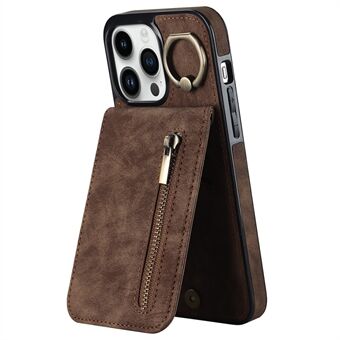 For iPhone 15 Pro Max RFID-sperre Lommeboktelefonveske Fallbeskyttelse Retro PU+TPU Støttebeskyttelse