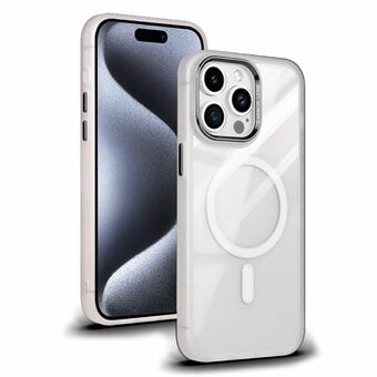 For iPhone 15 Pro Max-deksel, myk TPU+hard PC-telefondeksel kompatibel med MagSafe