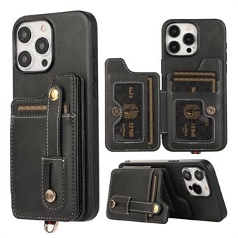 Stil 01 For iPhone 15 Pro Max-etui PU-skinn + TPU-telefondeksel med kortspor.