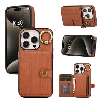 For iPhone 15 Pro Max-etui Børstet PU-lær + TPU-telefonlommedeksel