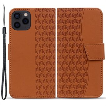 For iPhone 15 Pro Max-etui PU-lærplomme med trykket telefonstativ