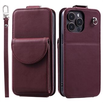 For iPhone 15 Pro Max Etui Kortholder Bag Sammenleggbar Stå Vertikal Flip PU-lær Telefondeksel