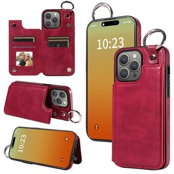 003 Beskyttende Etui for iPhone 15 Pro Max Case PU+TPU Telefondeksel med Støtteben