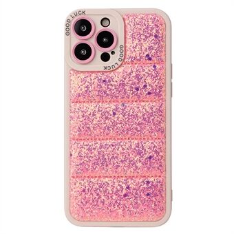 For iPhone 15 Pro Max Glitter Bling mobildeksel Dunjakke Anti-Riper omslag