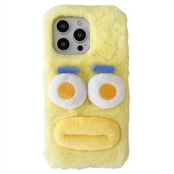 For iPhone 15 Pro Max-deksel Nydelig pølseformet leppelyse plush+TPU varm telefondeksel