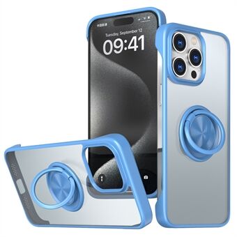 For iPhone 15 Pro Max Ring Kickstand Cover Rammeløst Design TPU+Akryl Telefonveske