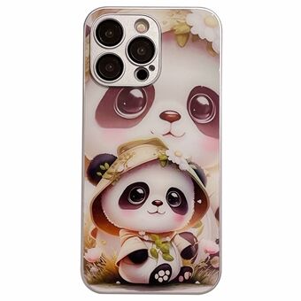 For iPhone 15 Pro Max-deksel Panda-mønster Herdet glass + TPU-telefondeksel