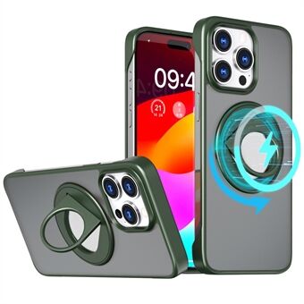 For iPhone 15 Pro Max deksel Telefondeksel Kompatibelt med Magsafe Borderless Design Ring Kickstand Cover