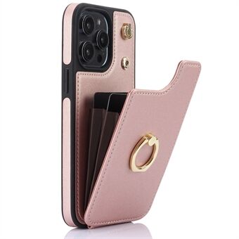 For iPhone 15 Pro Max Etui Støvtett TPU+PU Lær Kortholder Støttebein Telefondeksel