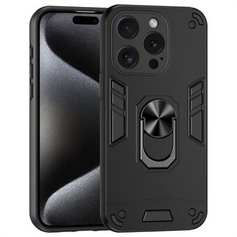 For iPhone 15 Pro Max Mobildeksel PC+TPU Anti-fall Roterende Ringstativdeksel