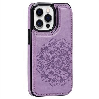 For iPhone 15 Pro Max mobildeksel med mandala-trykk, PU-skinn+TPU-deksel.