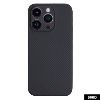 For iPhone 15 Pro Max Etui 600D Fin Struktur Aramid Fiber Mobildekning (Presis linsehull) - Svart