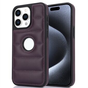 For iPhone 15 Pro Max Dunjakke-etui i skinn+TPU-deksel med hul logo-design