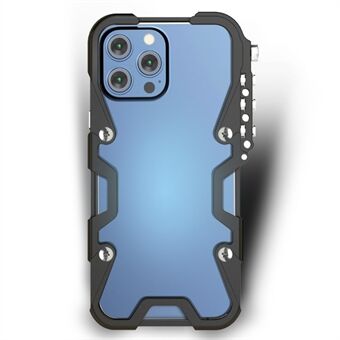 For iPhone 15 Pro Max-etui med stropp, aluminiumslegering, slankt telefondeksel